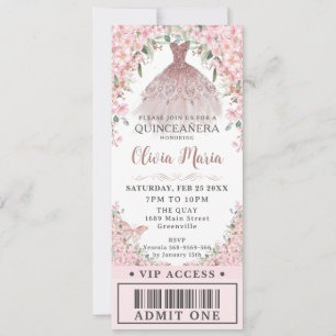 Cherry Blommars Dress Quinceañera VIP Biljett Inbjudningar
