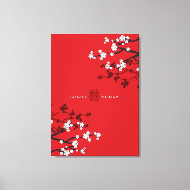 Cherry Blommars & Dubbla Happity Chinese Bröllop Canvastryck (Framsida)