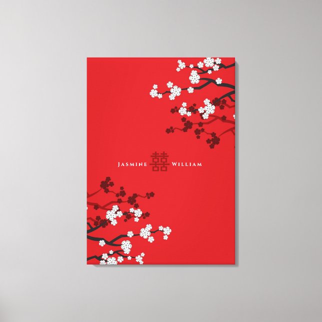 Cherry Blommars & Dubbla Happity Chinese Bröllop Canvastryck (Framsida)