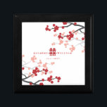 Cherry Blommars & Dubbla Happity Chinese Bröllop Minnesask<br><div class="desc">Blommar för vita / röda körsbär / Sakura Vår blommor och enkel Dubbla lycka Kinesisk nyckelruta för Bröllop. Orienterade och vita körsbärssymboler eller sakurablommor med dubblans lyckosymbol. En elegant och romantisk, tematisk bröllop-design som är modern och klassande. Körsbärskulturerna blommar i vår och symboliserar nya blommar, kärlek och romantik i japansk,...</div>