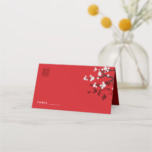 Cherry Blommars & Dubbla Happity Chinese Bröllop Placeringskort