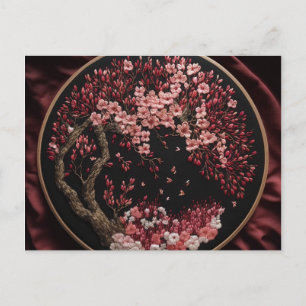 Cherry Blommars Embroized Bröllop Vintage Wrappi Vykort