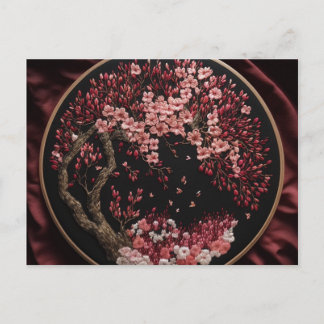 Cherry Blommars Embroized Bröllop Vintage Wrappi Vykort