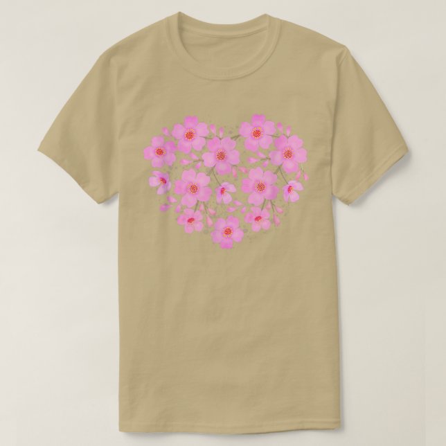 Cherry Blommars Heart Sakura Flowers T Shirt (Design framsida)