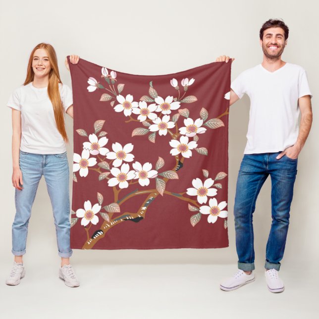 Cherry Blommars, japansk design Fleecefilt (På plats)