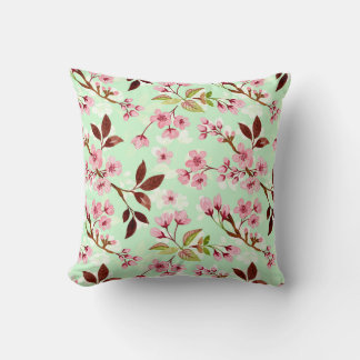 Cherry Blommars Mint Background Dekorativ kudde