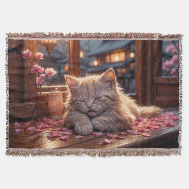 Cherry Blommars Nap-tid Filt (Framsidan)