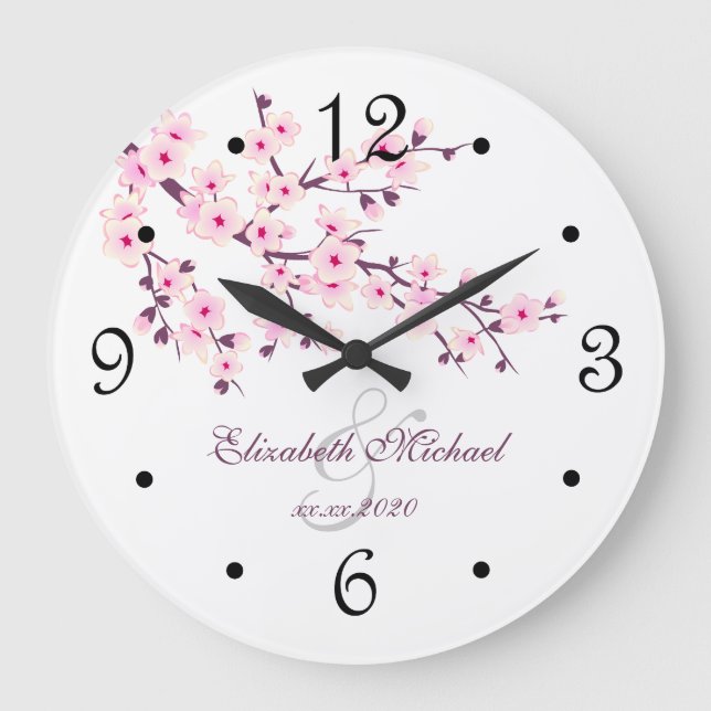 Cherry Blommars Newlyweds Namn White Rosa Stor Klocka (Framsida)