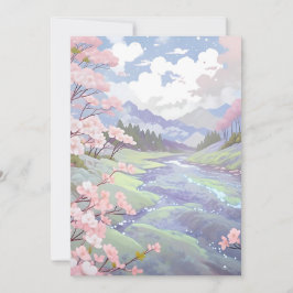 Cherry Blommars Pastel Watercolor liggande Julkort