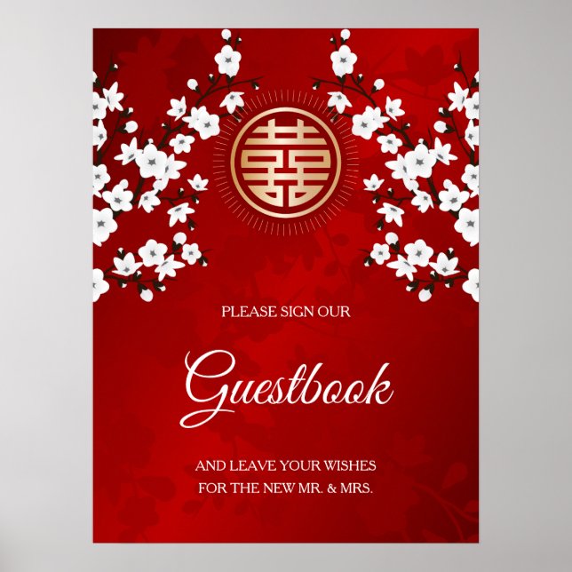 Cherry Blommars Red Black White Poster (Framsidan)