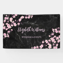Cherry Blommars Rosa Black Marble Banner