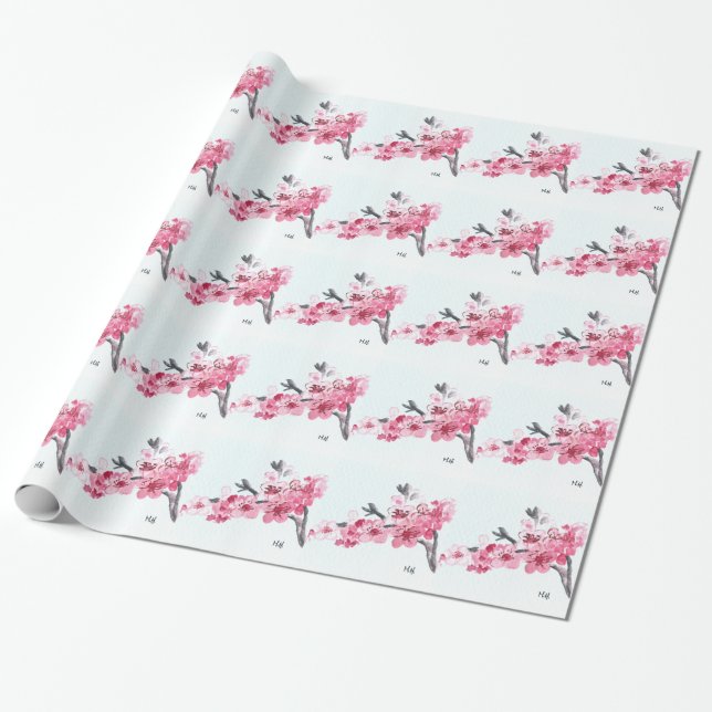 Cherry blommars rosa blommor Sakura Japanska Asien Presentpapper (Utrullad)