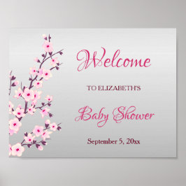 Cherry Blommars Rosa Grått Anpassningsbar Baby Sho Poster