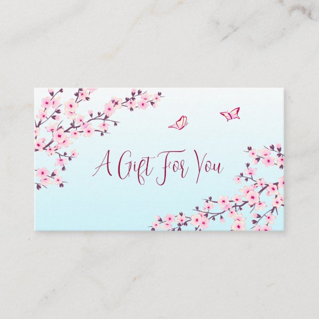 Cherry Blommars Rosa Turcouise Gift Card Visitkort (Framsida)