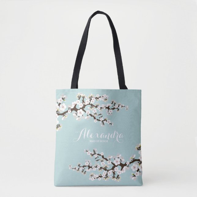 Cherry Blommars Sakura Bröllopsfest Tote (blå) Tygkasse (Framsida)