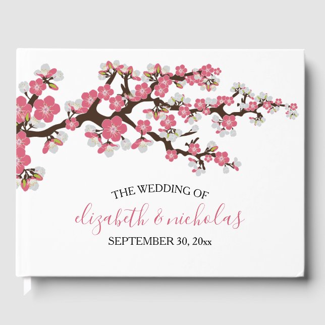 Cherry Blommars Sakura Japanska Blommigt Flowers Gästböcker (Framsida)