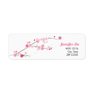 Cherry Blommars SAKURA Rosa Flowers Cute Vår Returadress Etikett