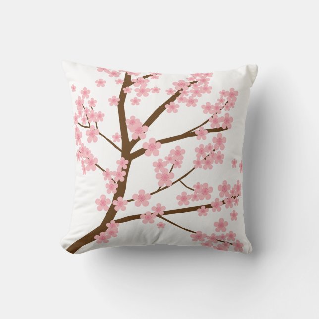 Cherry Blommars Sakura Träd Vår Cute Rosa Kudde (Framsida)