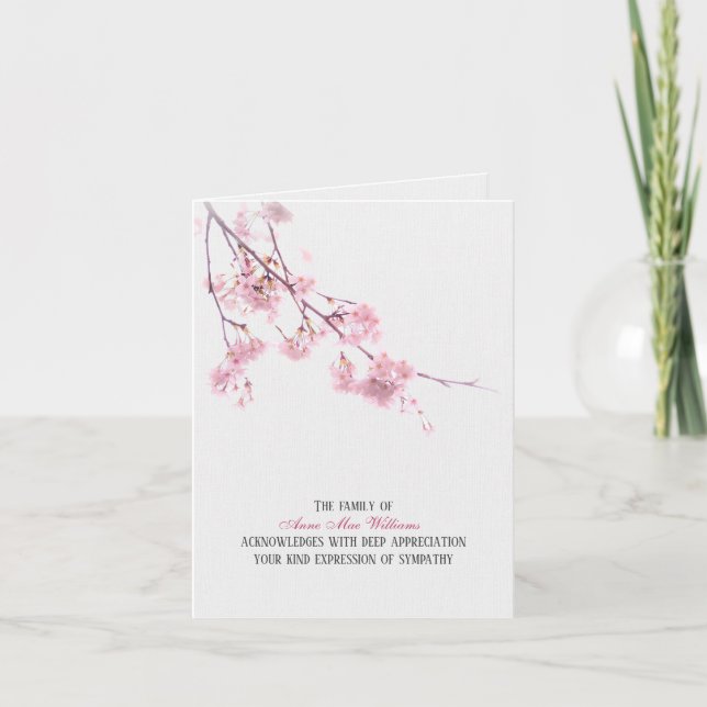 Cherry Blommars Sympathy Tack You Card Kort (Framsida)