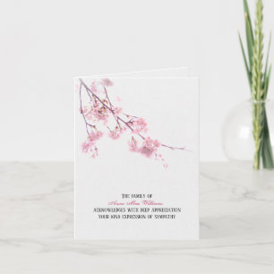 Cherry Blommars Sympathy Tack You Card Kort
