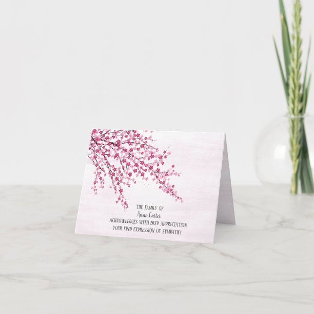 Cherry Blommars Sympathy Tack You Card Kort (Framsida)