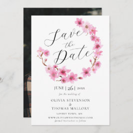 Cherry Blommars Wandeand Photo Bröllop spara datum Inbjudningar