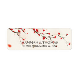 Cherry Blommars Watercolor Blommigt Returadress Etikett