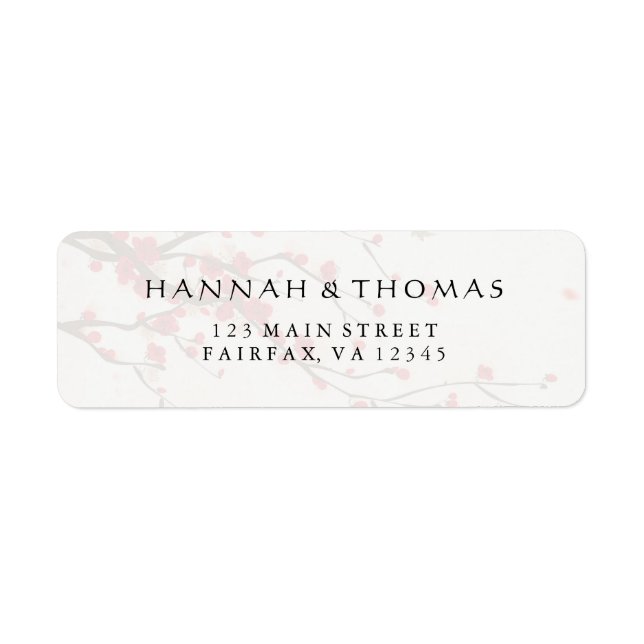 Cherry Blommars Watercolor Blommigt Returadress Etikett (Framsidan)