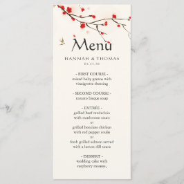 Cherry Blommars Watercolor Bröllop Menu Meny