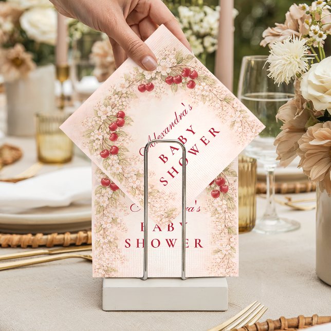 Cherry Bloom Floral Baby Shower Pappersservett (Skapare uppladdad)