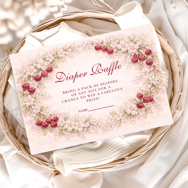 Cherry Bloom Floral Diapper Raffle Tilläggskort (Skapare uppladdad)