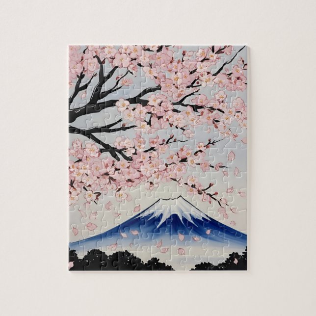 Cherry Blossom and Mount Fuji Jigsaw Puzzle Pussel (Vertikal)