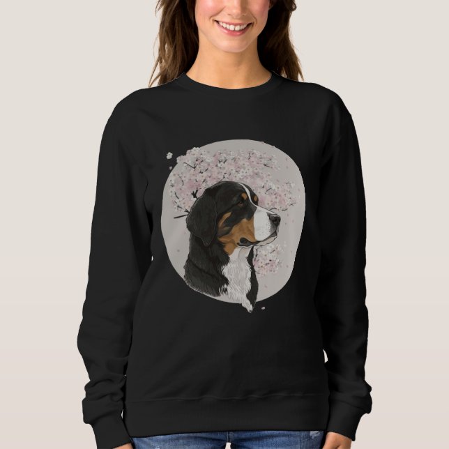 Cherry Blossom Bernese Mountain Dog Breed Japanese T Shirt (Framsida)