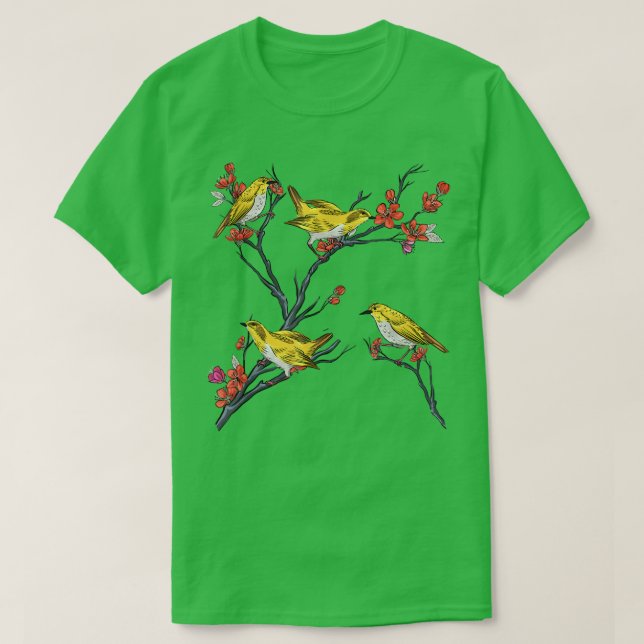 Cherry Blossom Birdwatching Animal Sakura Vintage  T Shirt (Design framsida)