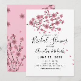 Cherry Blossom Blush Petals Bröllopsdusch    Inbjudningar