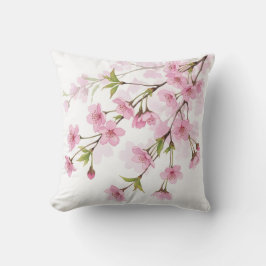 Cherry Blossom Branch Watercolor Pink Floral Kudde