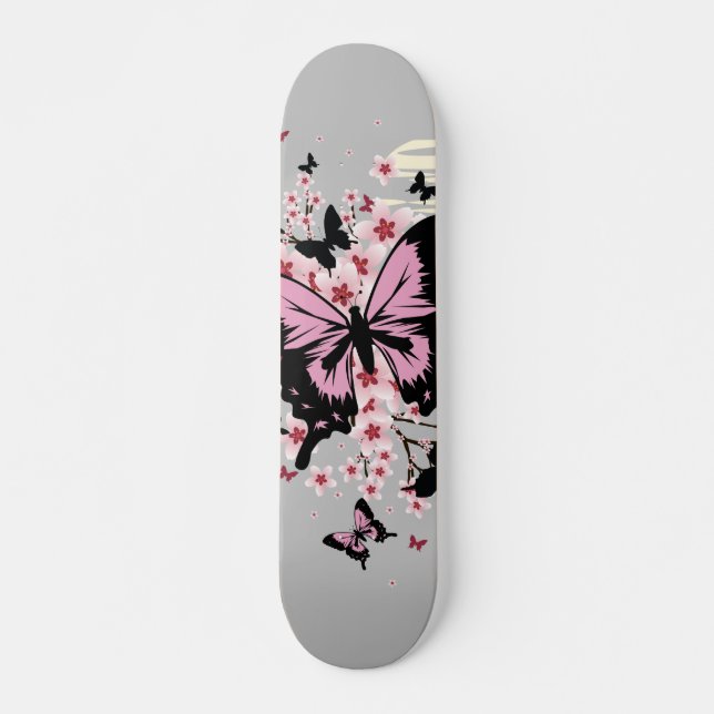 Cherry Blossom Butterflies Mini Skateboard Bräda 18,5 Cm (Framsida)