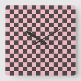 Cherry blossom checkered board pattern fyrkantig klocka