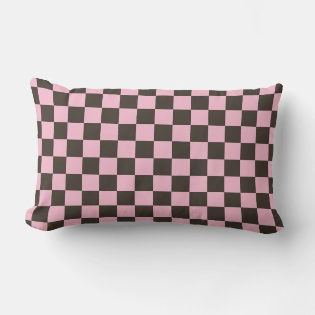Cherry blossom checkered board pattern lumbarkudde (Framsida)