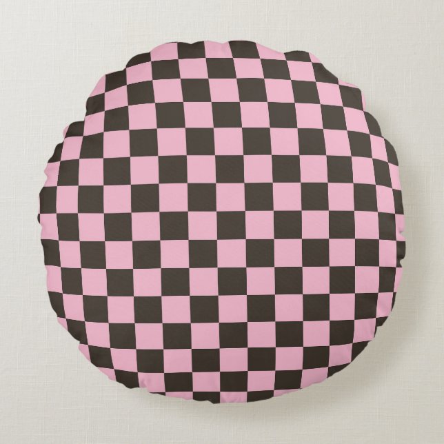 Cherry blossom checkered board pattern rund kudde (Framsidan)