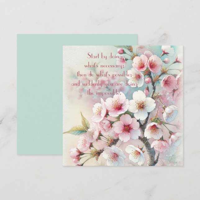 Cherry Blossom & Citat Tack Kort (Fram/baksida)