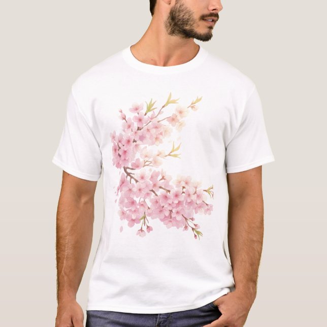 Cherry Blossom Dreams – Floral Art T Shirt (Framsida)