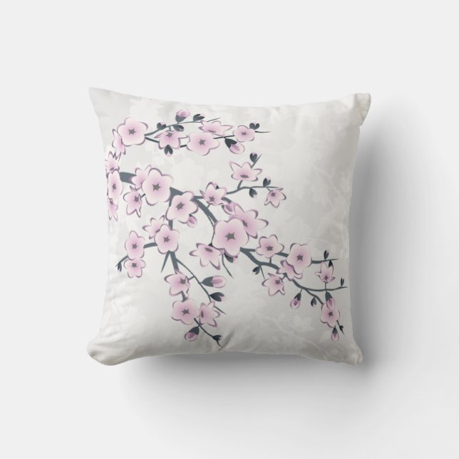 Cherry Blossom Floral Dusty Pink White Kudde (Framsida)