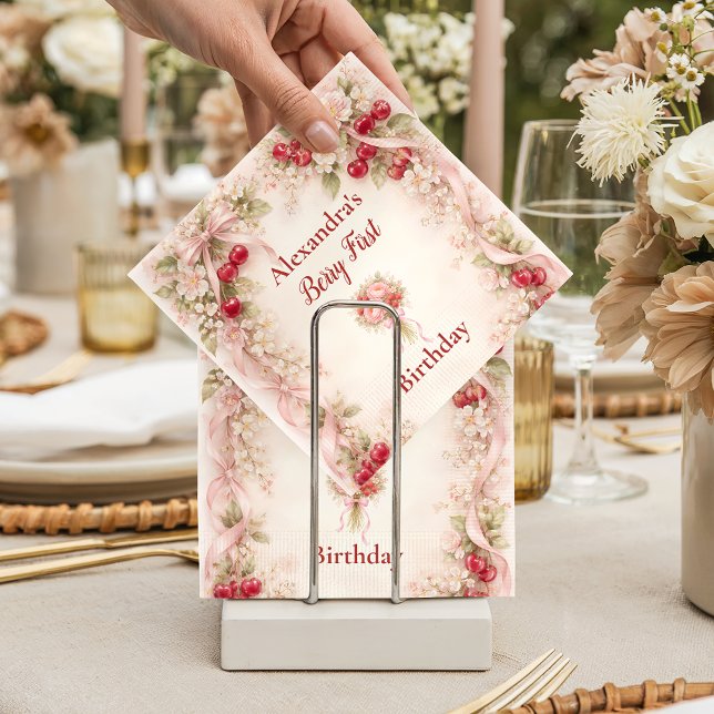 Cherry Blossom Garden Girl 1st Birthday Pappersservett (Skapare uppladdad)