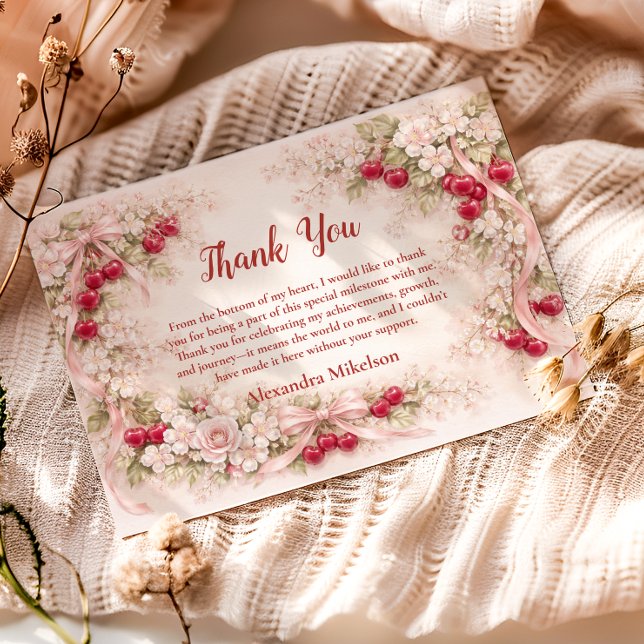 Cherry Blossom Garden Girl 1st Birthday Tack Kort (Skapare uppladdad)