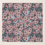 Cherry blossom in pink and blue sjal<br><div class="desc">Hand drawn pattern with cherry blossom</div>
