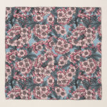 Cherry blossom in pink and blue sjal<br><div class="desc">Hand drawn pattern with cherry blossom</div>