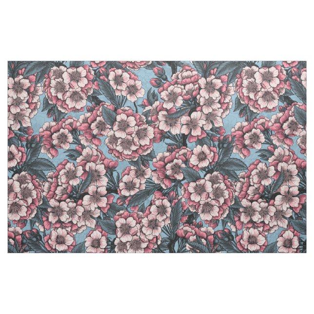 Cherry blossom in pink and blue tyg (Fat Quarter)