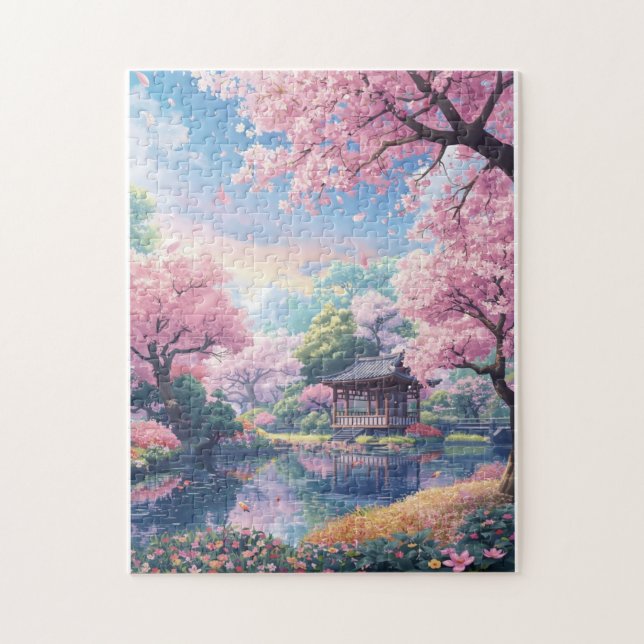 Cherry Blossom Japanska Trädgårds Pussel – Sakura  (Vertikal)