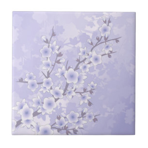 Cherry Blossom Lila Blommig Kakelplatta